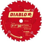 Diablo 7-1/4" 24 Tooth Atb Framing Saw Blade w/ 5/8" & Diamond Knockout Arbor D0724A